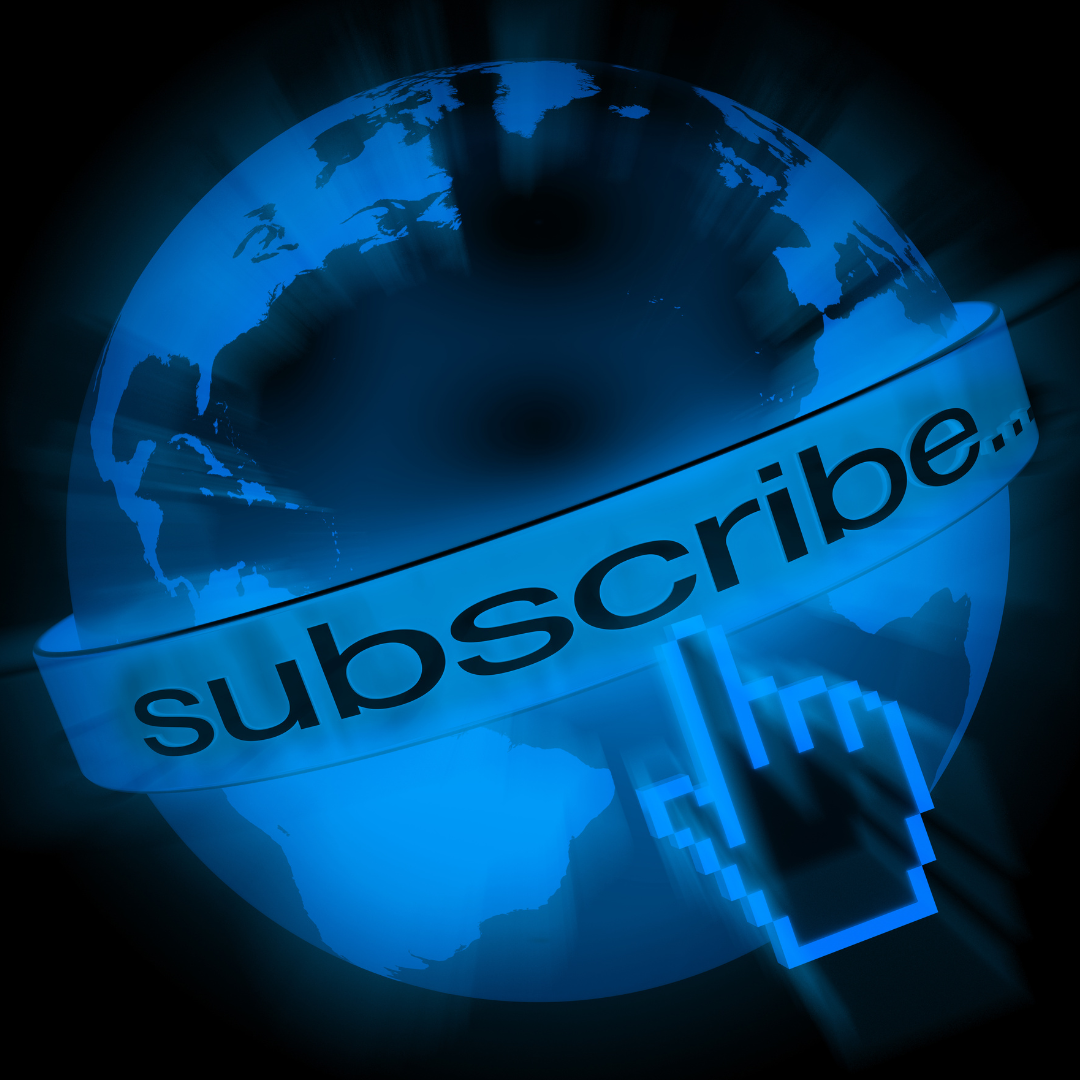 Globe with finger pointing to subscribe